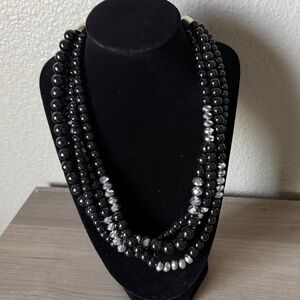 Black and Silver Beaded Necklace